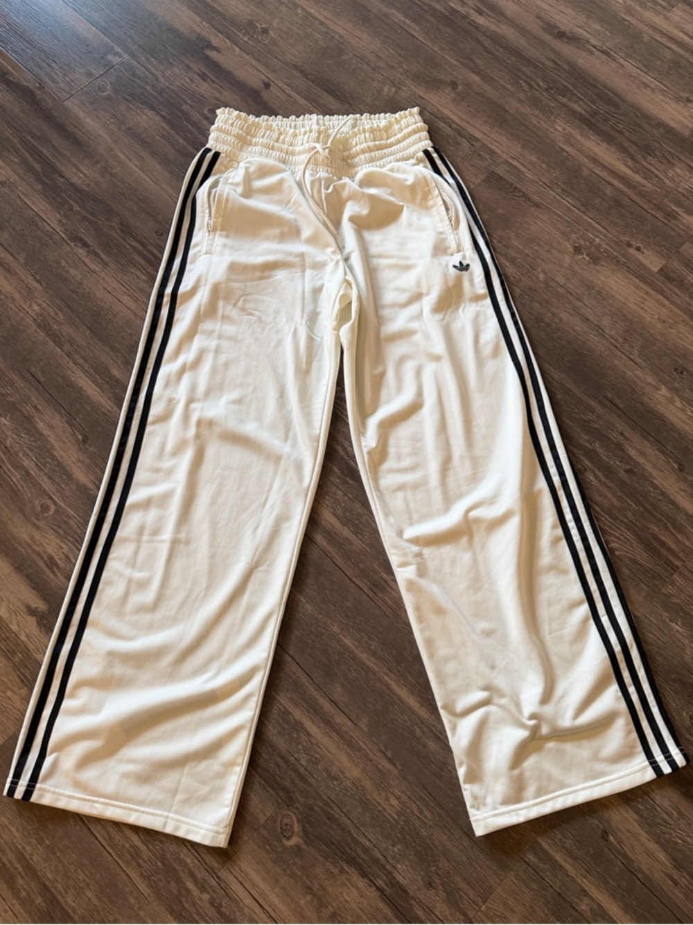adidas Cream Track Pants with Black Stripes